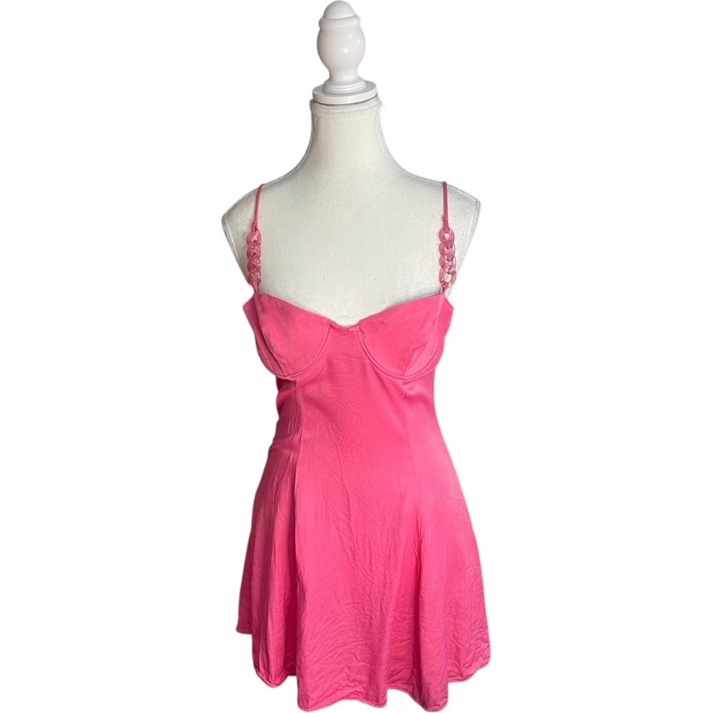 Zara Satin Effect Corset Style Mini Dress Pink